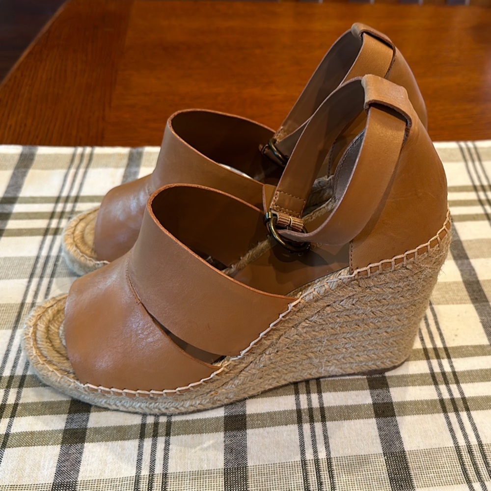 Treasure & Bond Tan Espadrille Wedges with Ankle Strap